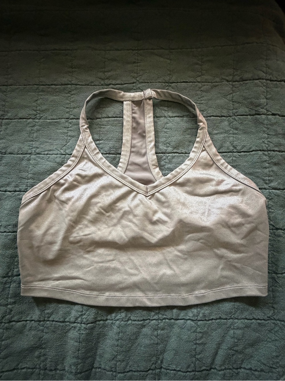 Beyond Yoga Metallic Silver Racerback Sports Bralette